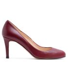 Bordeauxrode leren pumps van Otilia met hak van 7 cm