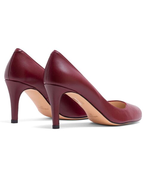 Bordeauxrode leren pumps van Otilia met hak van 7 cm