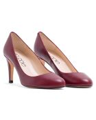 Bordeauxrode leren pumps van Otilia met hak van 7 cm