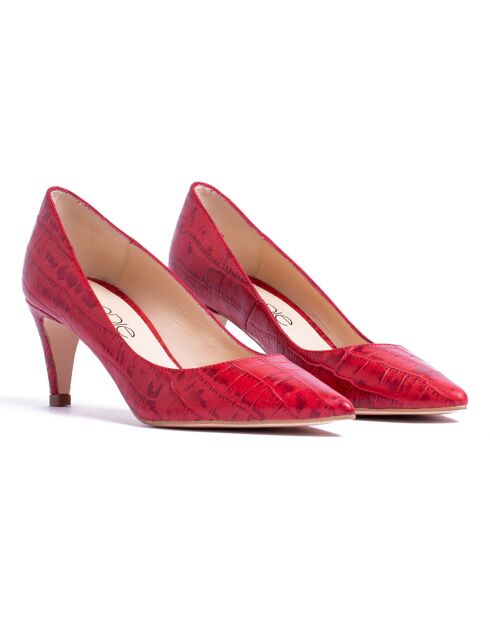 Amanda Rote Pumps aus Krokodillederimitat - 5 cm Absatz
