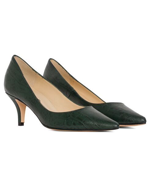 Amanda tannengrüne Pumps aus Krokodilleder mit 5 cm Absatz