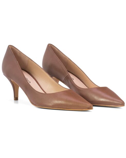 Braune Lederpumps Amanda - 5 cm Absatz