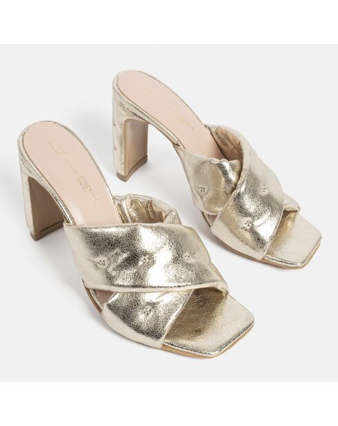 Give Me All Your Love Gouden leren muiltjes met hak van 9 cm