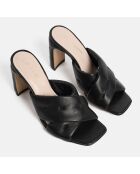 Mules en Cuir Give Me All Your Love noires - Talon 9 cm