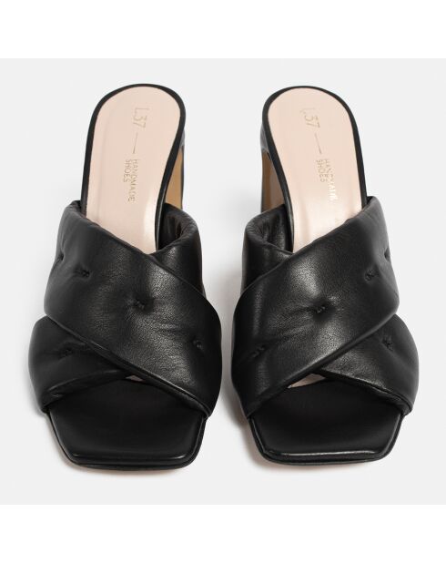 Mules en Cuir Give Me All Your Love noires - Talon 9 cm