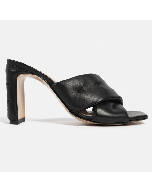 Mules en Cuir Give Me All Your Love noires - Talon 9 cm