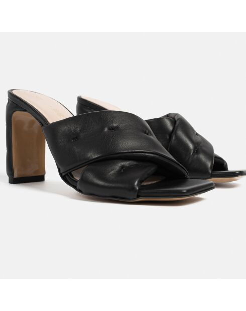 Mules en Cuir Give Me All Your Love noires - Talon 9 cm