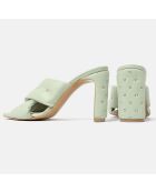 Give Me All Your Love Groene leren muiltjes met hak van 9 cm
