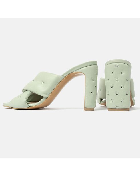 Give Me All Your Love Groene leren muiltjes met hak van 9 cm