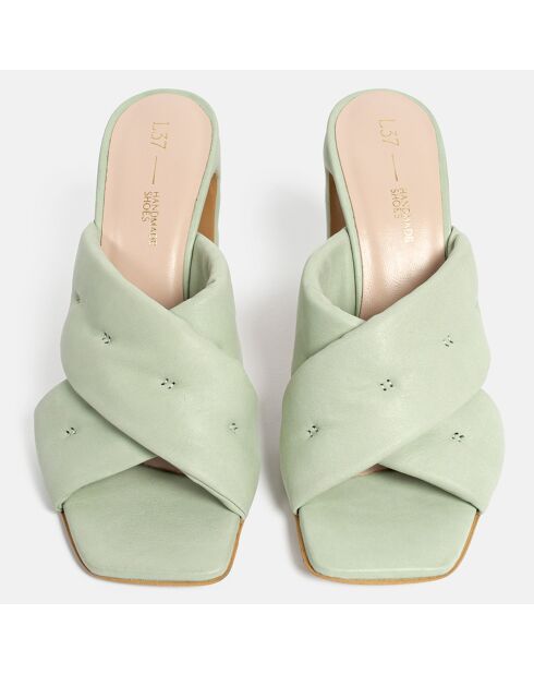 Give Me All Your Love Groene leren muiltjes met hak van 9 cm