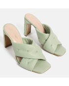 Give Me All Your Love Groene leren muiltjes met hak van 9 cm