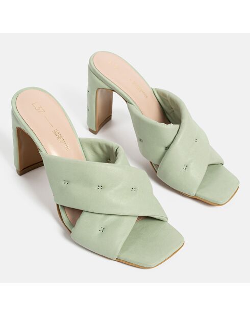 Give Me All Your Love Groene leren muiltjes met hak van 9 cm