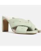 Give Me All Your Love Groene leren muiltjes met hak van 9 cm