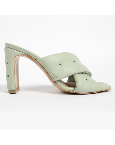 Give Me All Your Love Groene leren muiltjes met hak van 9 cm