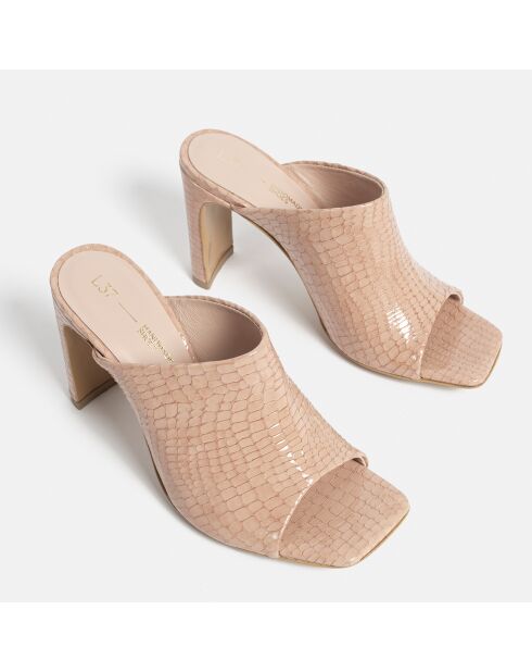 Mules en Cuir Summer Nights roses - Talon 9 cm