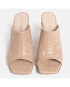 Mules en Cuir Summer Nights roses - Talon 9 cm