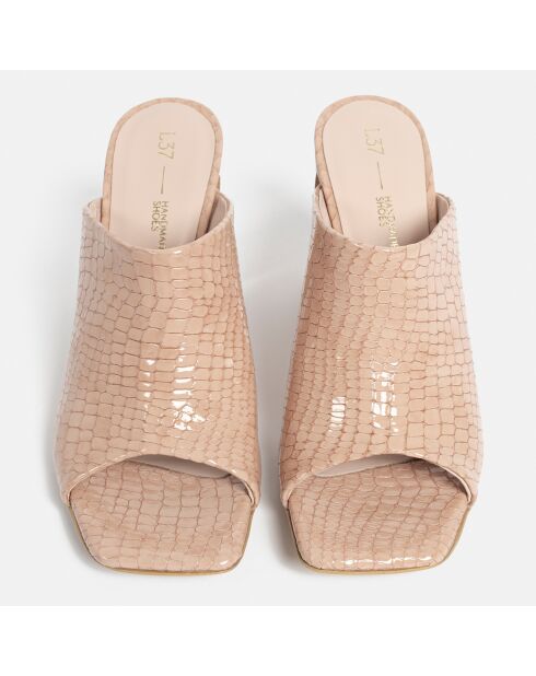 Mules en Cuir Summer Nights roses - Talon 9 cm