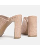 Mules en Cuir Summer Nights roses - Talon 9 cm