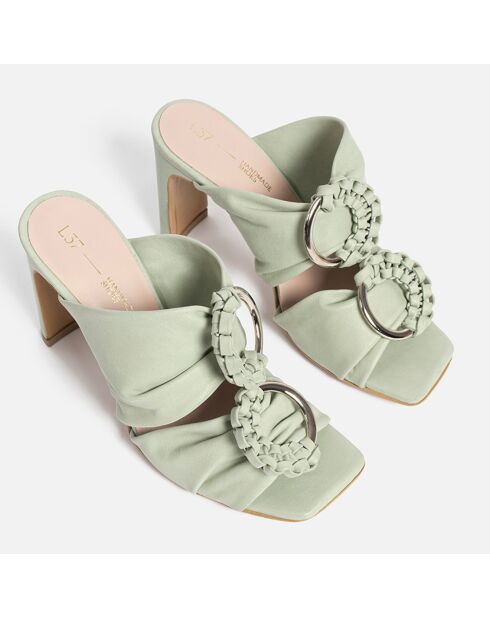 Mules Where The Shadow Ends aus grünem Leder mit 9 cm Absatz