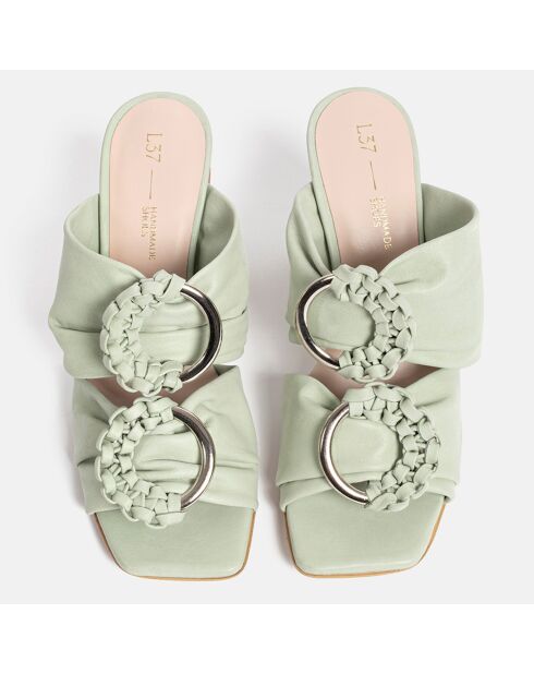 Mules Where The Shadow Ends aus grünem Leder mit 9 cm Absatz