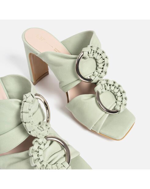 Mules Where The Shadow Ends aus grünem Leder mit 9 cm Absatz