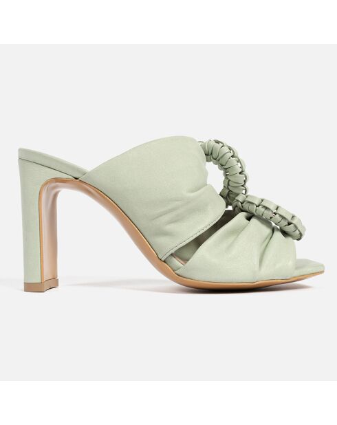 Mules Where The Shadow Ends aus grünem Leder mit 9 cm Absatz