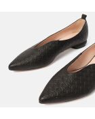 Oh zwarte leren ballerina's voor dames