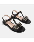 Sandali neri in pelle Impact