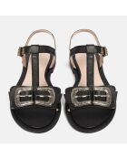 Sandali neri in pelle Impact
