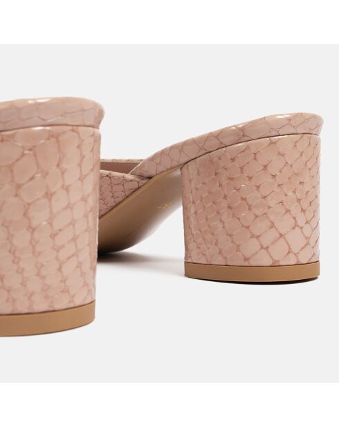 Mules Miami de piel rosas, tacón de 5,5 cm