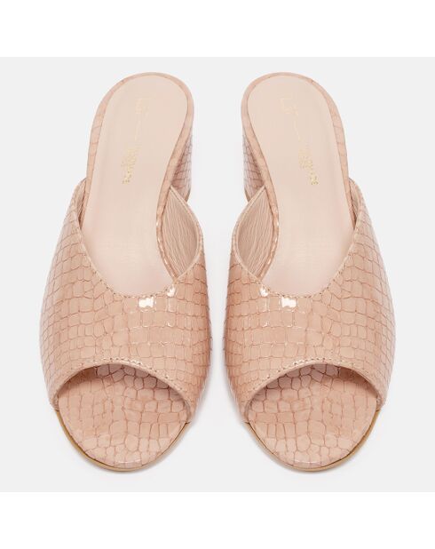 Mules Miami de piel rosas, tacón de 5,5 cm