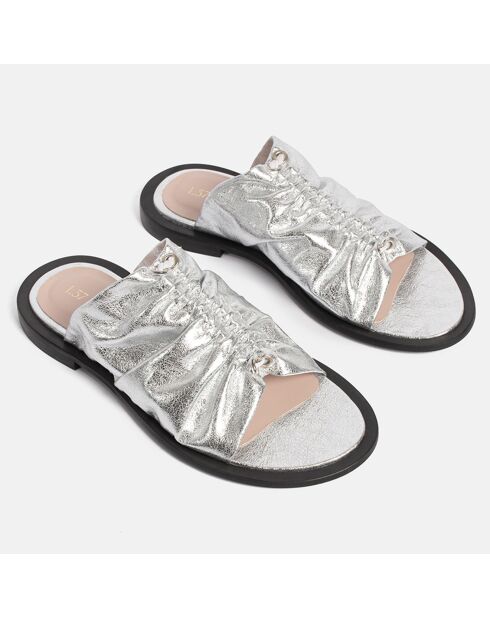 Sunny Afternon zilveren leren muiltjes