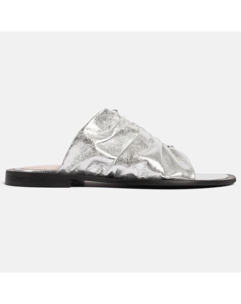 Sunny Afternon zilveren leren muiltjes