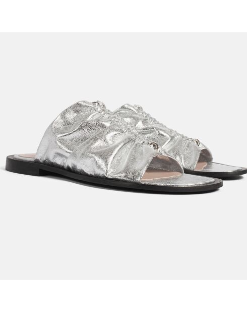 Sunny Afternon zilveren leren muiltjes