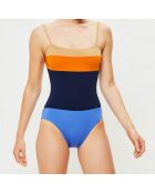 Maillot de Bain 1 pièce Pantxoa bleu/orange/beige