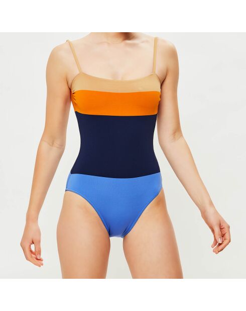 Maillot de Bain 1 pièce Pantxoa bleu/orange/beige