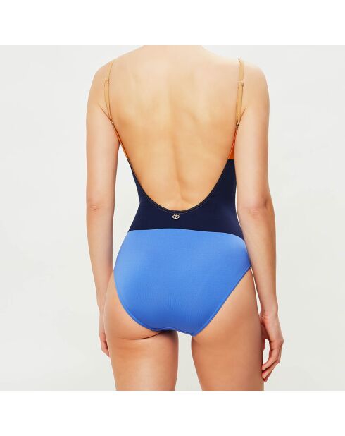 Maillot de Bain 1 pièce Pantxoa bleu/orange/beige