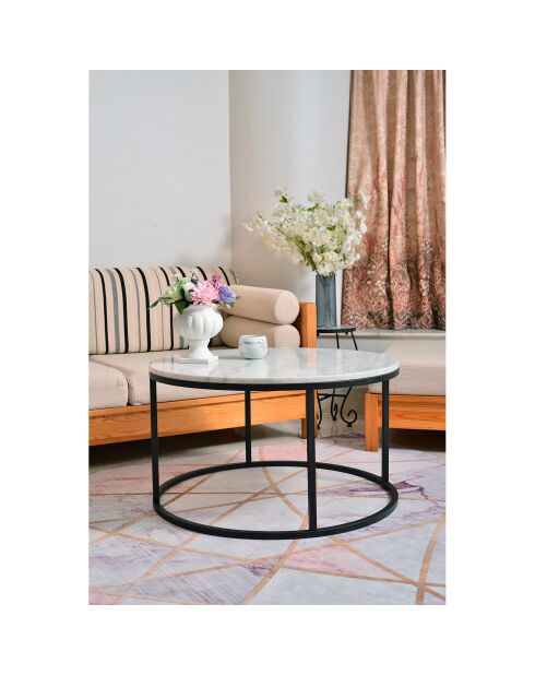 This & That ronde salontafel wit/zwart - D.85x48 cm
