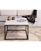 This & That vierkante salontafel wit/zwart - 75x75x48 cm