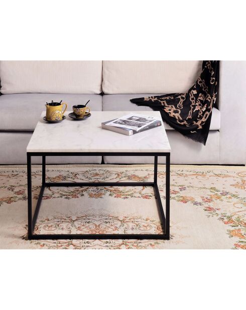 This & That vierkante salontafel wit/zwart - 75x75x48 cm