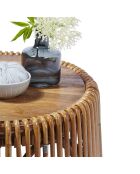 Tavolino da salotto con piano in teak rattan marrone - D.69x38 cm