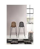 Tabouret de bar Rattan noir - 49x60x110 cm