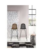 Tabouret de bar Rattan noir - 49x60x110 cm