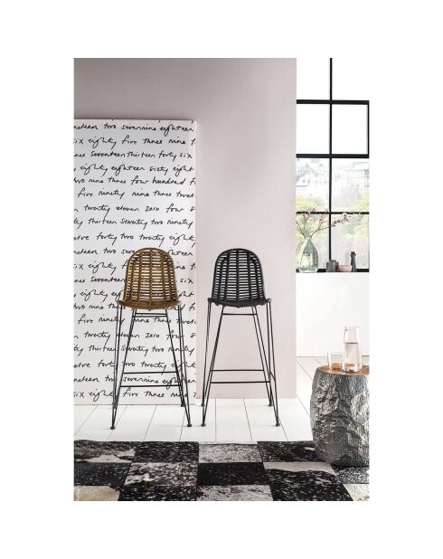 Tabouret de bar Rattan noir - 49x60x110 cm