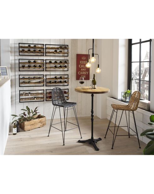 Tabouret de bar Rattan noir - 49x60x110 cm