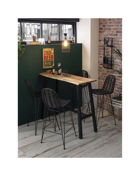 Tabouret de bar Rattan noir - 49x60x110 cm