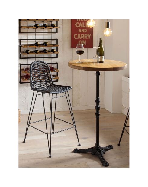 Tabouret de bar Rattan noir - 49x60x110 cm