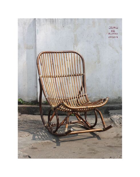 Sillón de ratán marrón - 68x102x102 cm