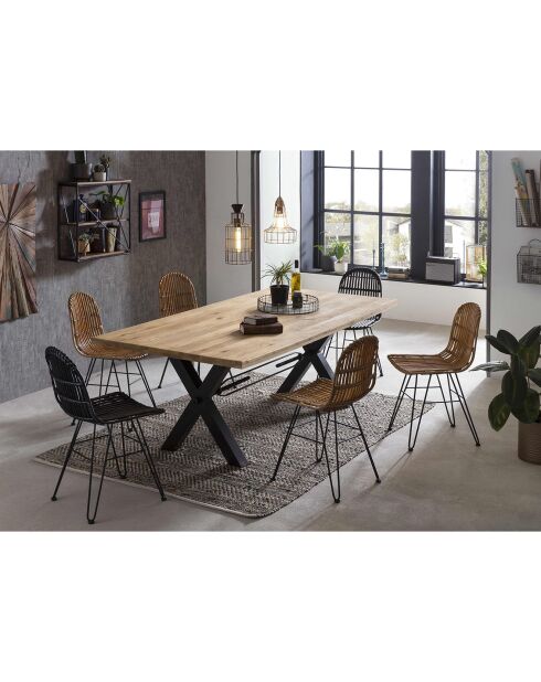 Sedia in rattan marrone/nero - 50x60x84,5 cm