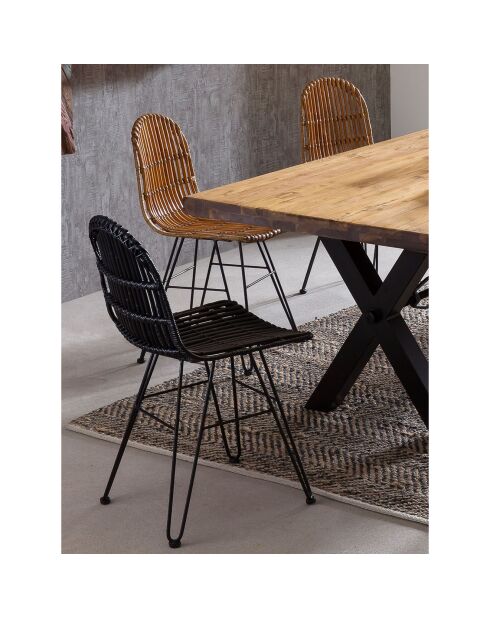Sedia in rattan marrone/nero - 50x60x84,5 cm